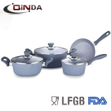 marble/stone coating forged aluminum cookware set from china